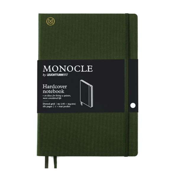 Monocle By Leuchtturm Hard Notebook B6, Dotted Olive