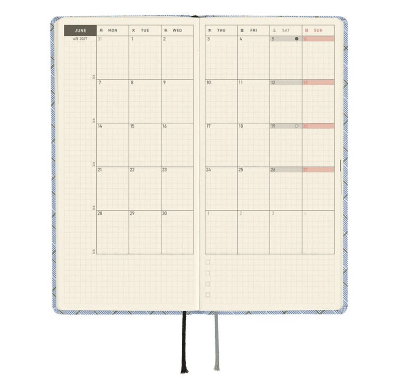 HOBONICHI Weeks 2027 Shirt Fabric; Graph Plaid