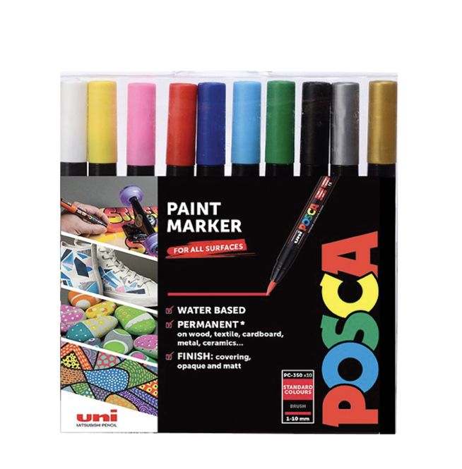 Hovedbilde POSCA PCF- 350 Brush Tip, 10 farger