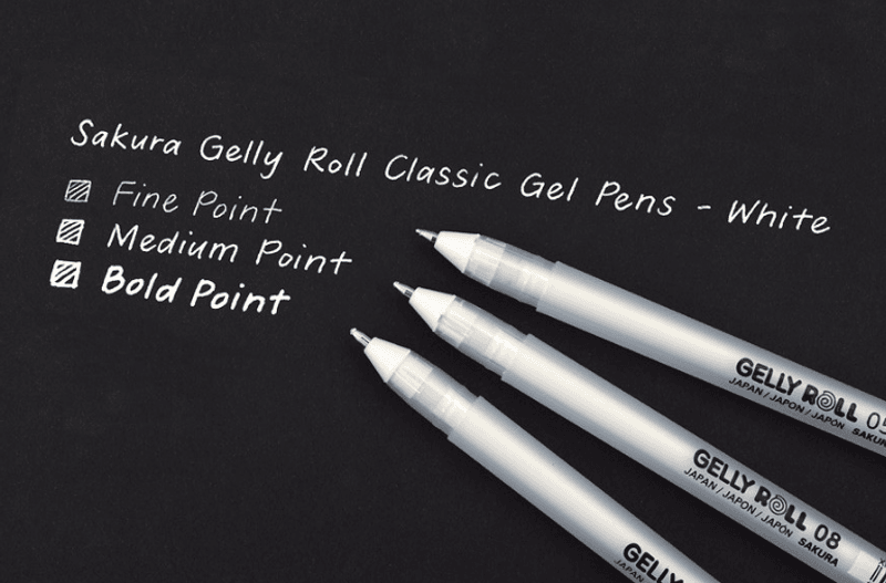 Sakura GELLY ROLL pen HVIT, flere str