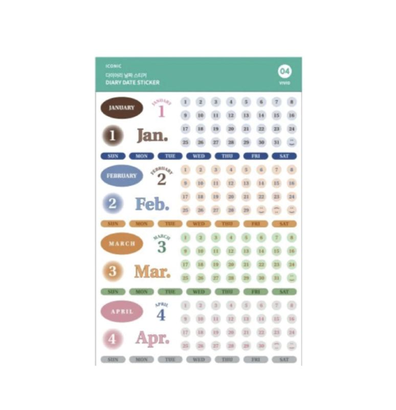 Iconic Diary Date Stickers Vintage, 3 sheets