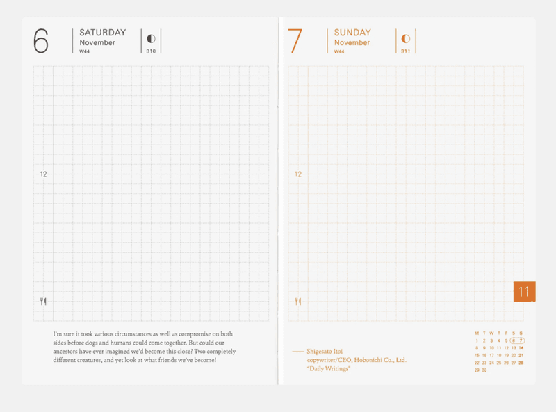 HOBONICHI Techo Daily Planner 2027, A6