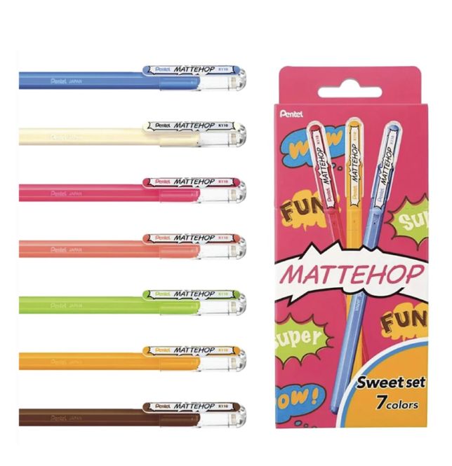 Hovedbilde Pentel MATTEHOP Gel Pen Supermatt, Cheerful 7 stk