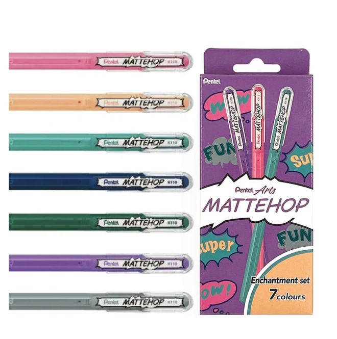 Hovedbilde Pentel MATTEHOP Gel Pen Supermatt, Arts 7 stk