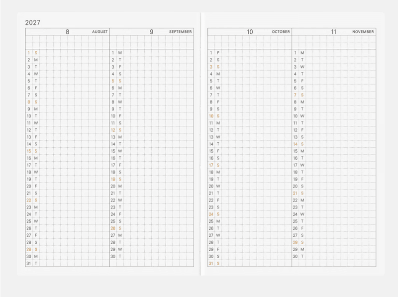 HOBONICHI Techo Daily Planner 2027, A6