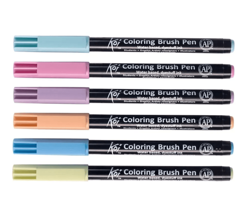 KOI Coloring Brush Pen, Earth 6 stk