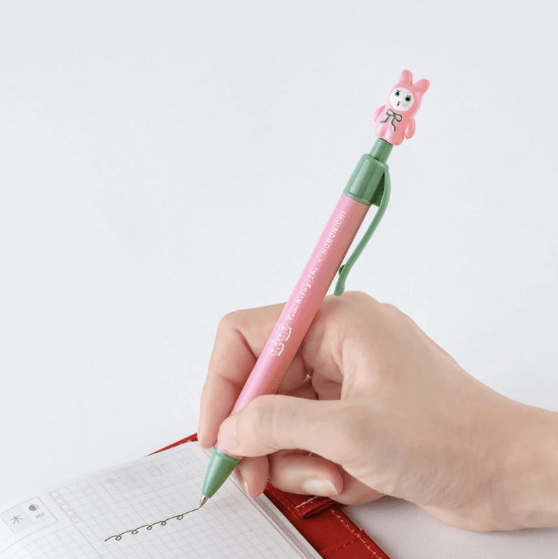 HOBONICHI  Yumi Kitagishi Ballpoint Pen White Cat Bunny Pink